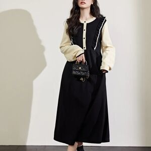 Elegant Black and Cream Women's Dress